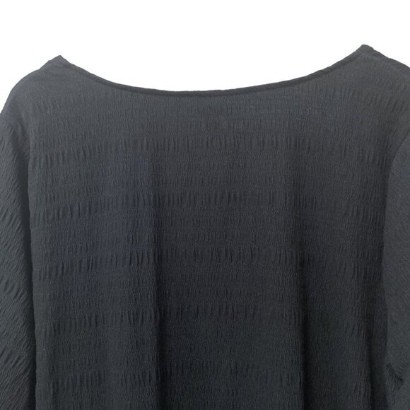 A NEW DAY Black Tee Plus Size 4X Smocked Cotton Blend Short Sleeve NWT - Picture 8 of 9